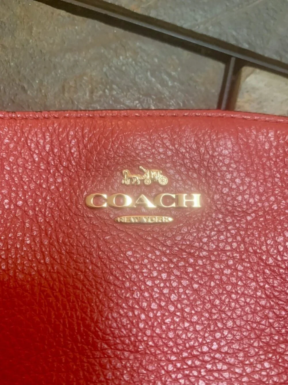 COACH Kelsey Pebbled Red Leather Satchel Crossbody Bag